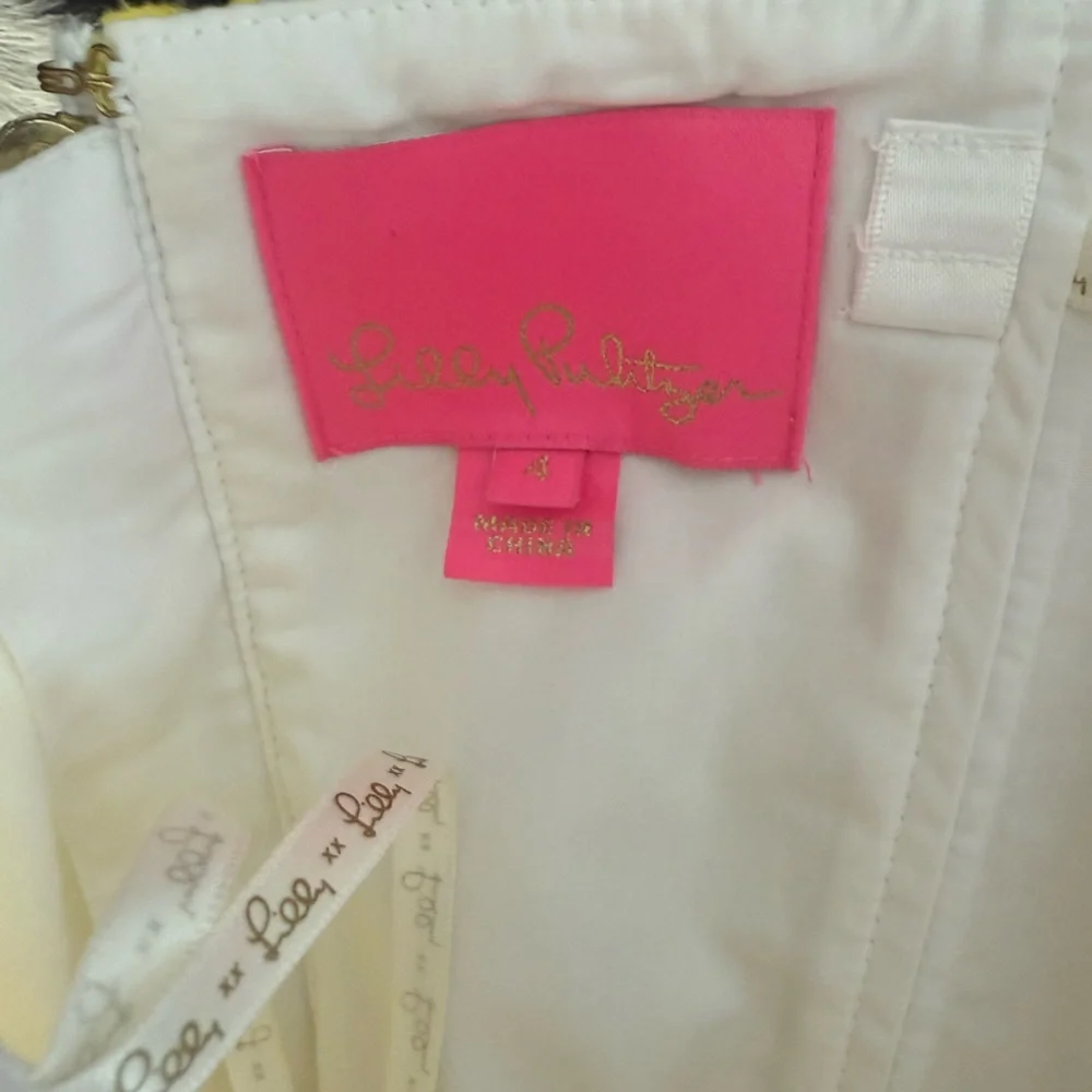 Lilly Pulitzer pineapple Yellow Strapless Lace eyelet‎ Dress size 4 - Picture 6 of 6